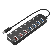 7-port USB Splitter 4 Port Extended USB3.0 HUB + 3 Port 5V 2.4A Fast Charging Adapter External Power Supply Aluminum